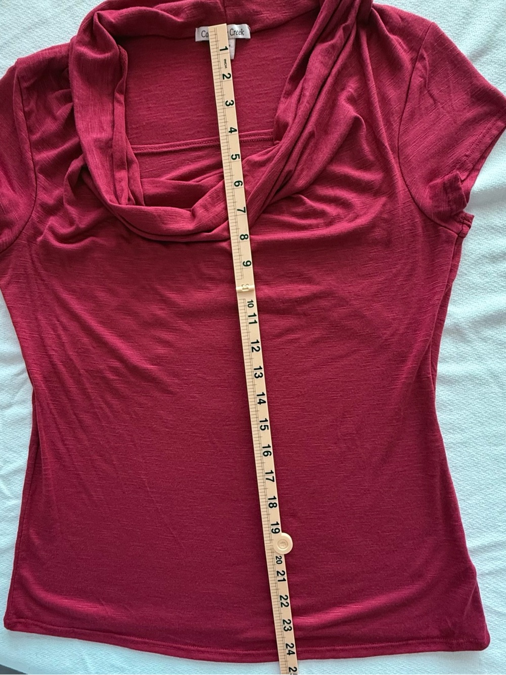Coldwater Creek Women's Cranberry Draped Cowl Neck Short Sleeve Top - Picture 3 of 7